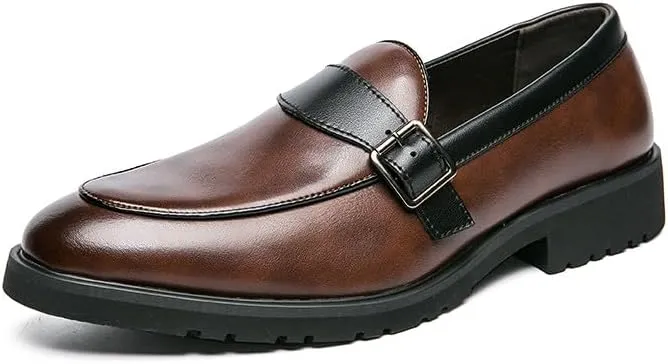 Santimon Mens Tuxedo Loafers Dress Shoes Monk Strap Classic Moccasins Modern Formal Suede Leather Shoe for Men