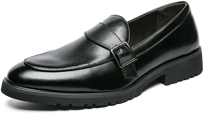 Santimon Mens Tuxedo Loafers Dress Shoes Monk Strap Classic Moccasins Modern Formal Suede Leather Shoe for Men