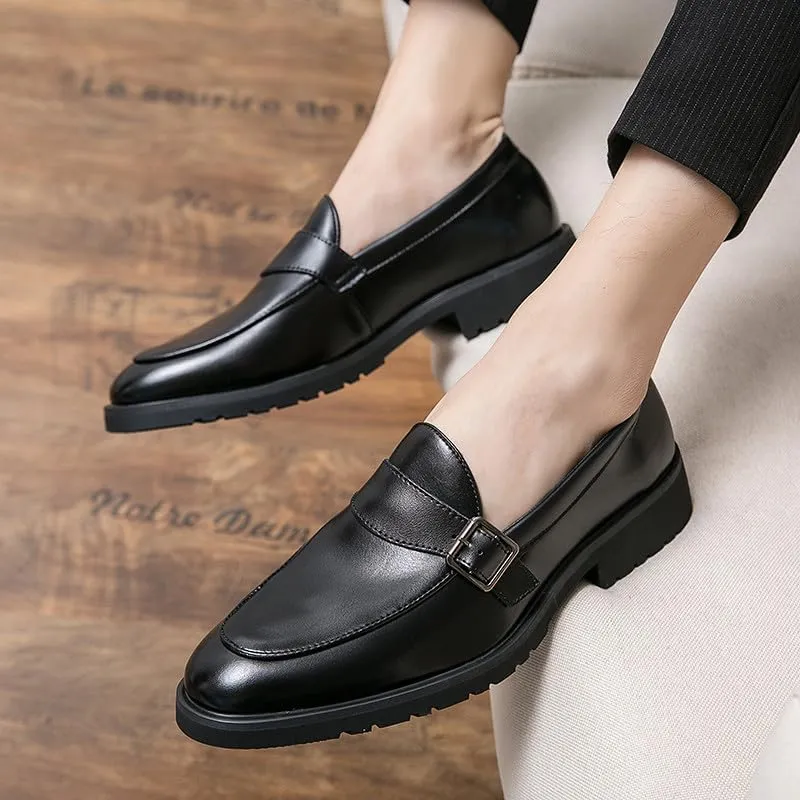 Santimon Mens Tuxedo Loafers Dress Shoes Monk Strap Classic Moccasins Modern Formal Suede Leather Shoe for Men