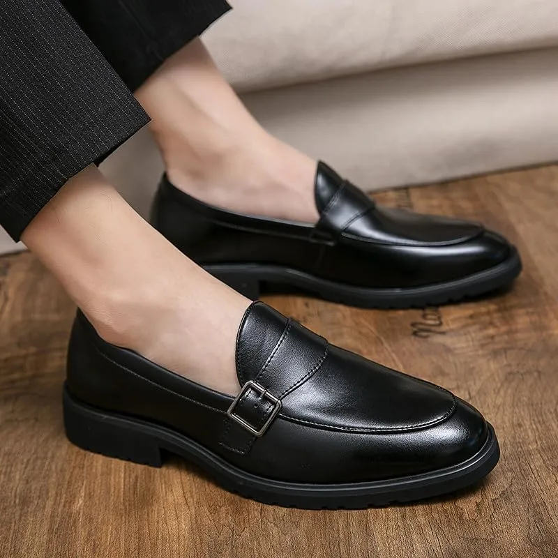 Santimon Mens Tuxedo Loafers Dress Shoes Monk Strap Classic Moccasins Modern Formal Suede Leather Shoe for Men