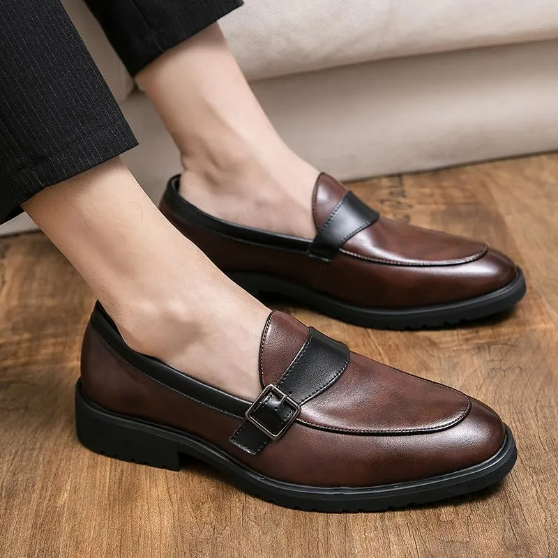 Santimon Mens Tuxedo Loafers Dress Shoes Monk Strap Classic Moccasins Modern Formal Suede Leather Shoe for Men