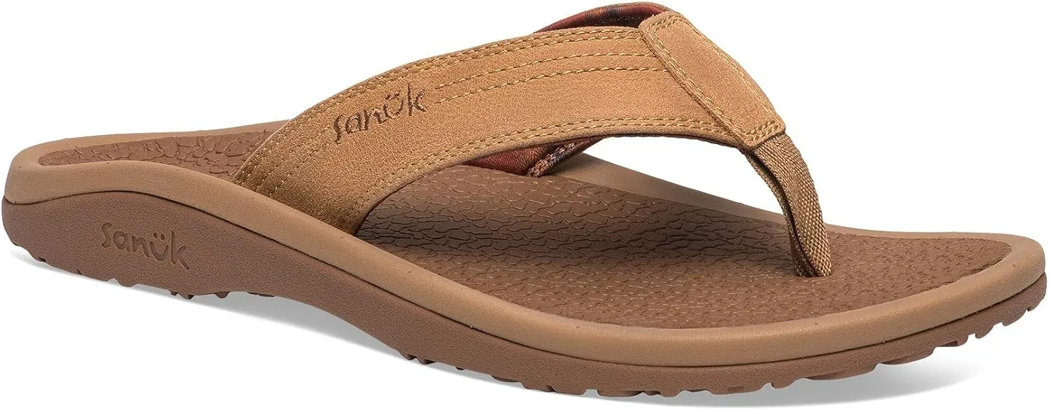 Sanuk On the Rocks Men's Beach Sandals | Flip Flops for Men | Quick Dry Flip-Flop Slides | Supportive & Lightweight | Arch Support Footbed