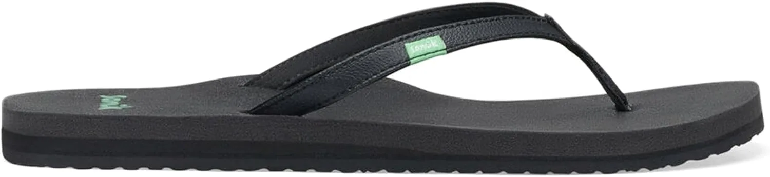 Sanuk Women's Yoga Joy Core | Flip Flops for Women | Yoga Sandals For Women | Memory Foam Footbed | Thin Strap, Black, 11