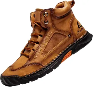 Sawbehind Men's Waterproof Handmade Leather Boots – Comfortable, Arch Support & Spacious Toe Box for Outdoor Adventures