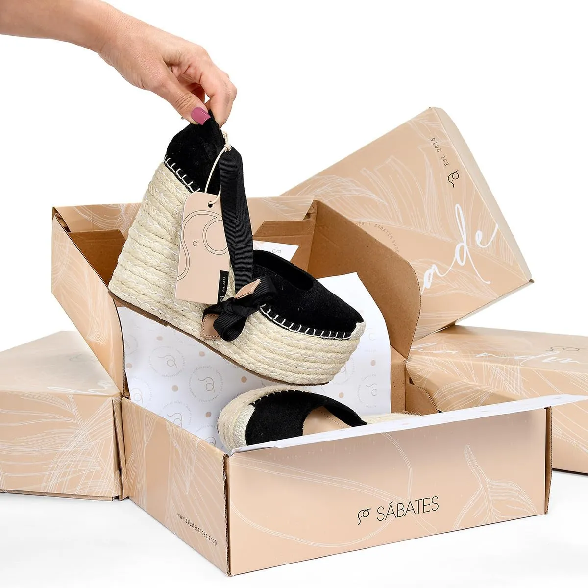 Sábates Cami Espadrilles wedge Women's Sandal loafer with lace-up front closure. (7, Black)