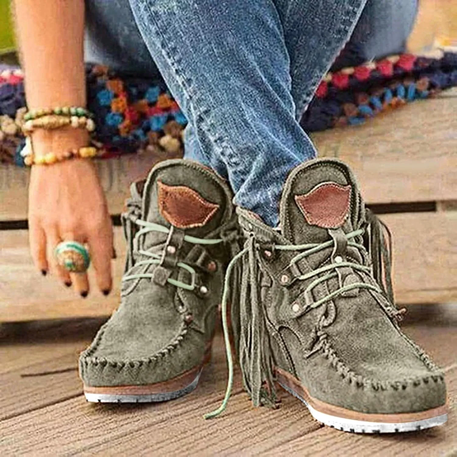 SBGMoSJ Ankle Boots Men Western White Ankle Boots Chunky Heel Womens Ankle Cowboy Boots Square Toe Suede Ankle Boots for Women Taupe Cowgirl Booties for Women Wide Calf