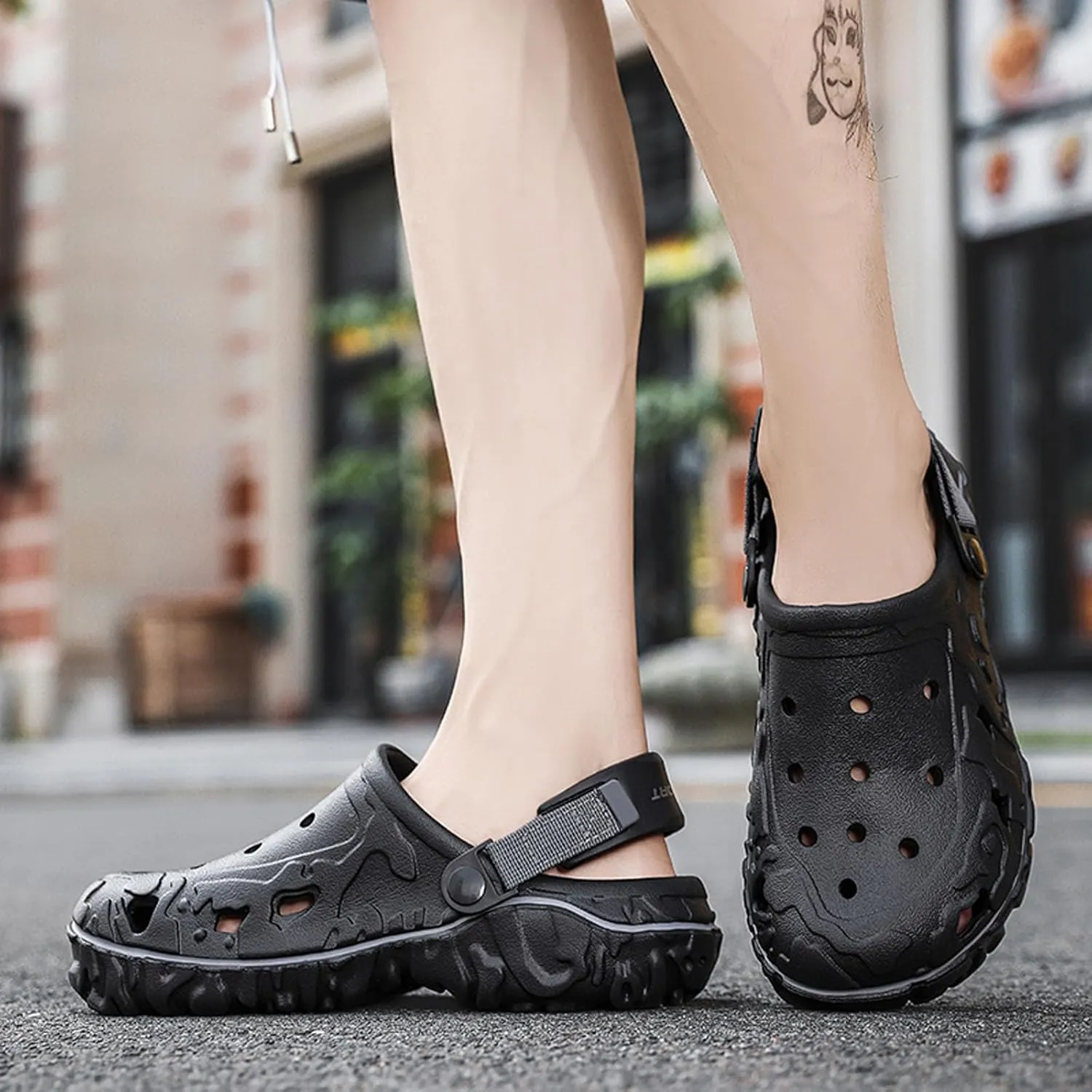SECHRITE Men's Clogs Athletic Fashion Clogs and Mules with Adjustable Back Strap Slip-on Outdoor Water Beach Shoes Sandals Lightweight Comfortable Breathable - River Edge
