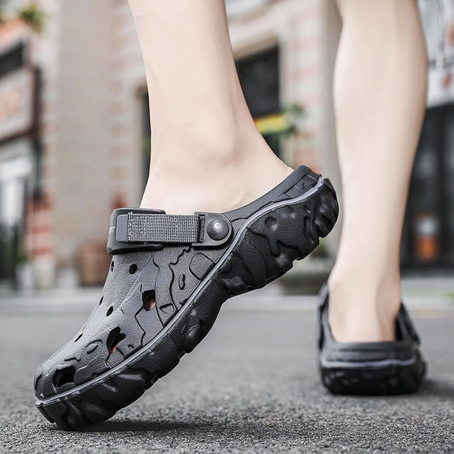 SECHRITE Men's Clogs Athletic Fashion Clogs and Mules with Adjustable Back Strap Slip-on Outdoor Water Beach Shoes Sandals Lightweight Comfortable Breathable - River Edge