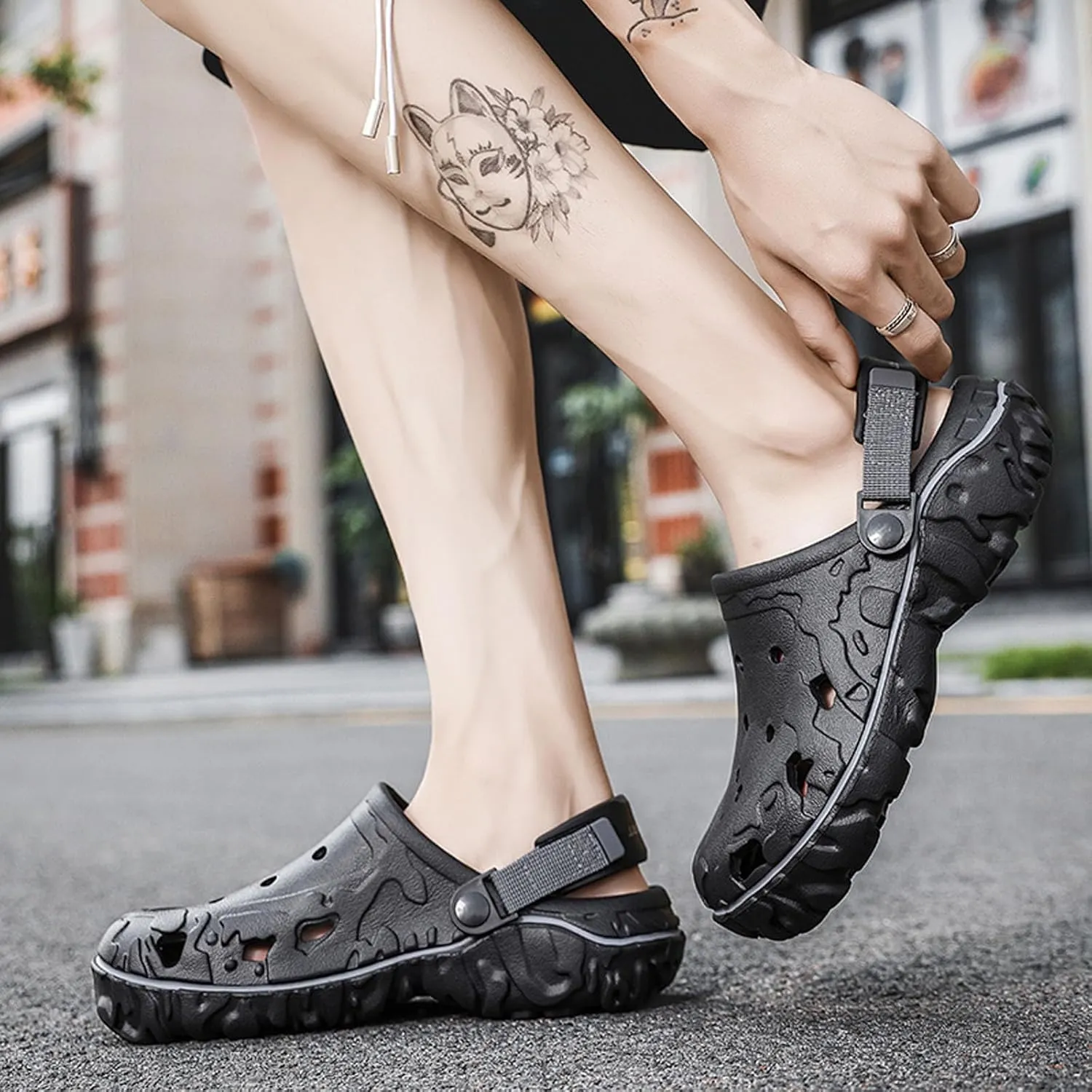 SECHRITE Men's Clogs Athletic Fashion Clogs and Mules with Adjustable Back Strap Slip-on Outdoor Water Beach Shoes Sandals Lightweight Comfortable Breathable - River Edge