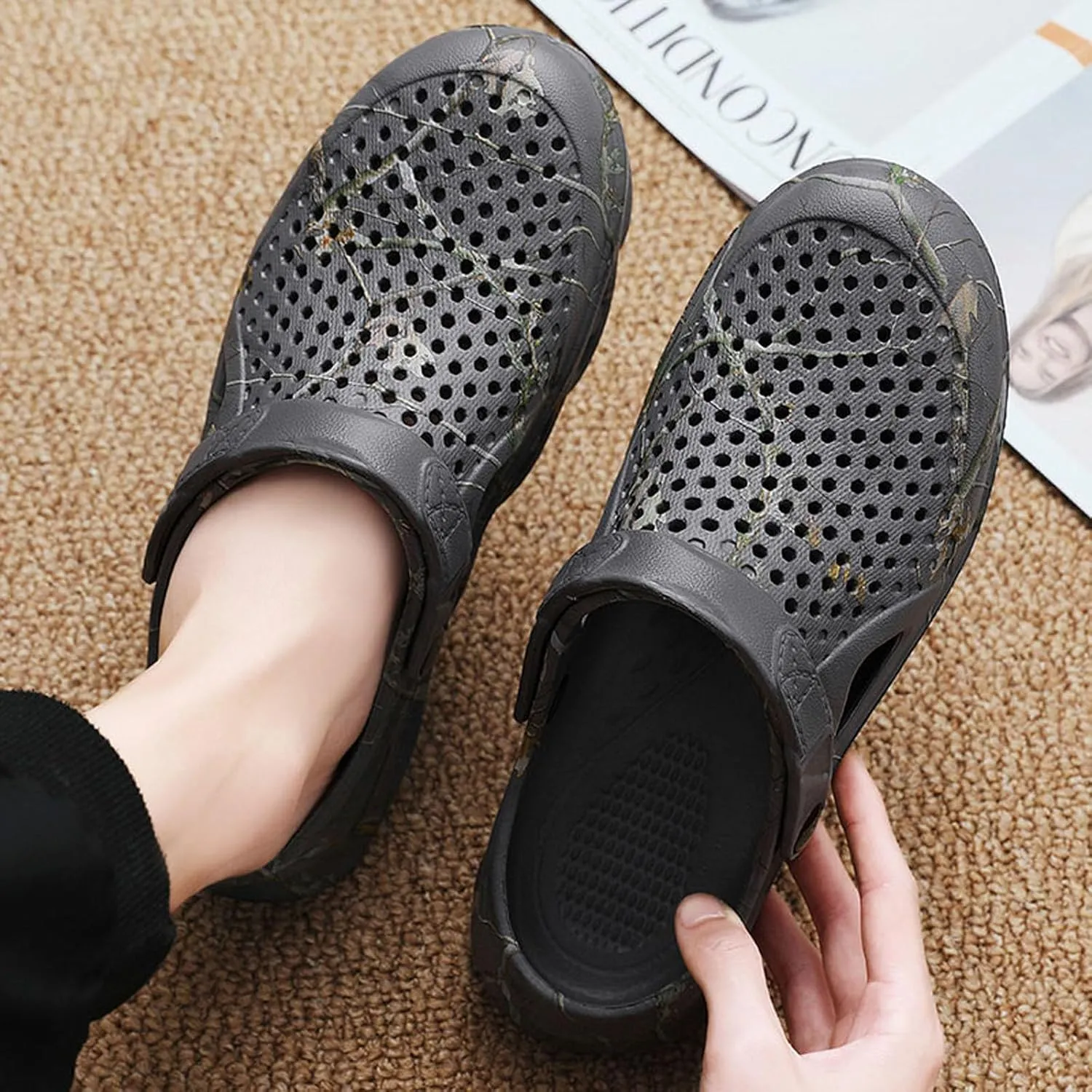 SECHRITE Mens Clogs - Slip-on Garden Shoes Mules for Men - Fashion Outdoor Beach Sandals Cushioned Supportive