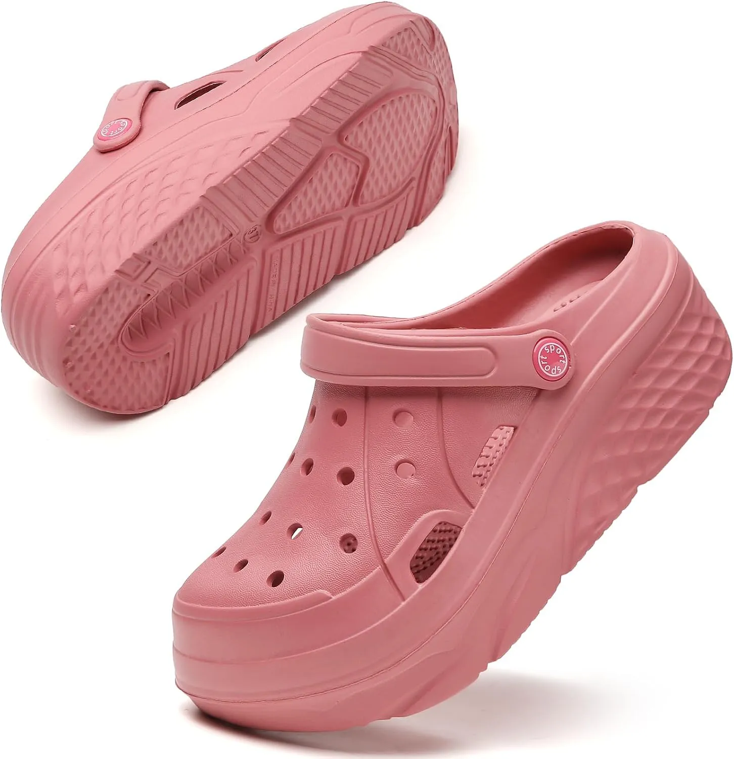 SECHRITE Womens Platform Clogs Garden Shoes Waterproof Beach Pool Sandals Summer Mules Home Slippers Shower Shoes