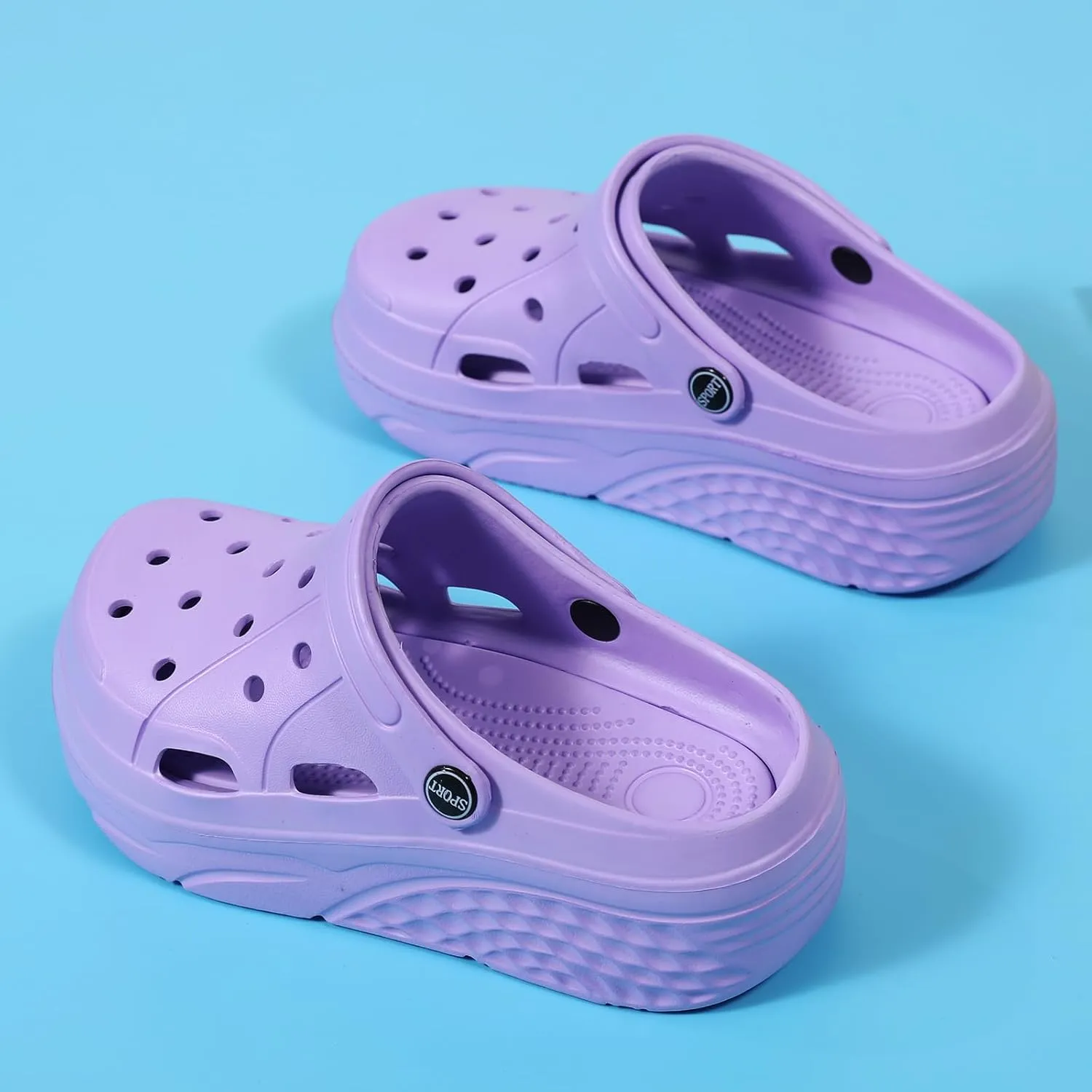 SECHRITE Womens Platform Clogs Garden Shoes Waterproof Beach Pool Sandals Summer Mules Home Slippers Shower Shoes
