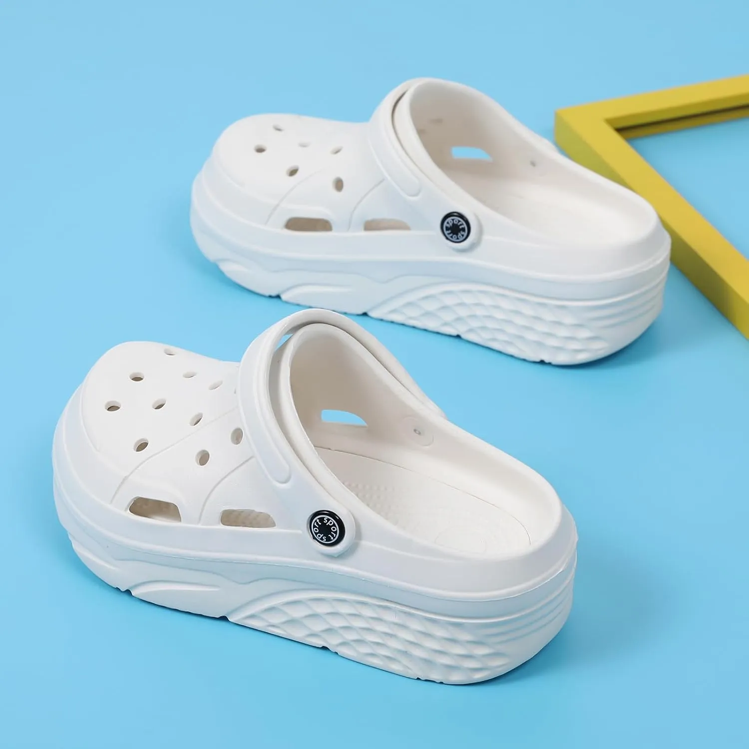 SECHRITE Womens Platform Clogs Garden Shoes Waterproof Beach Pool Sandals Summer Mules Home Slippers Shower Shoes