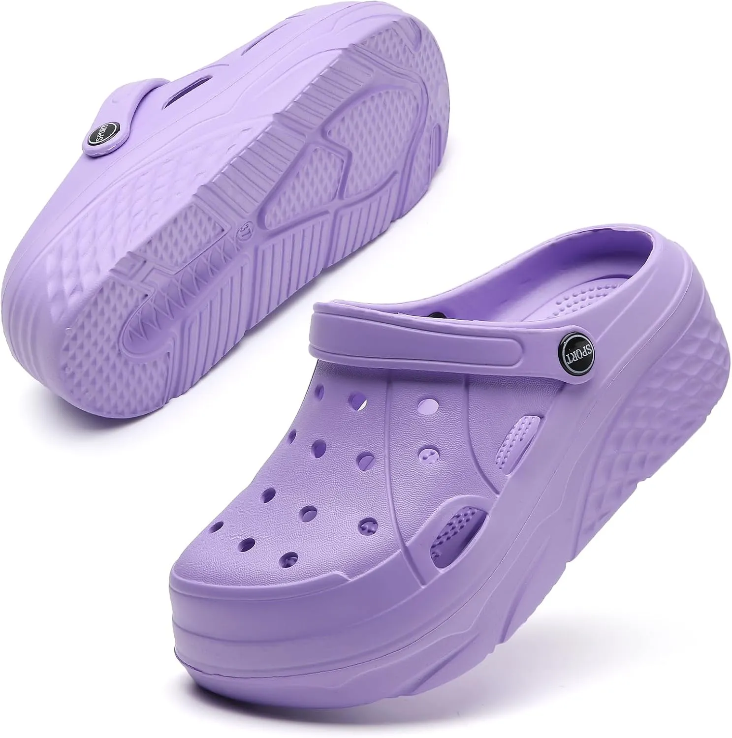 SECHRITE Womens Platform Clogs Garden Shoes Waterproof Beach Pool Sandals Summer Mules Home Slippers Shower Shoes