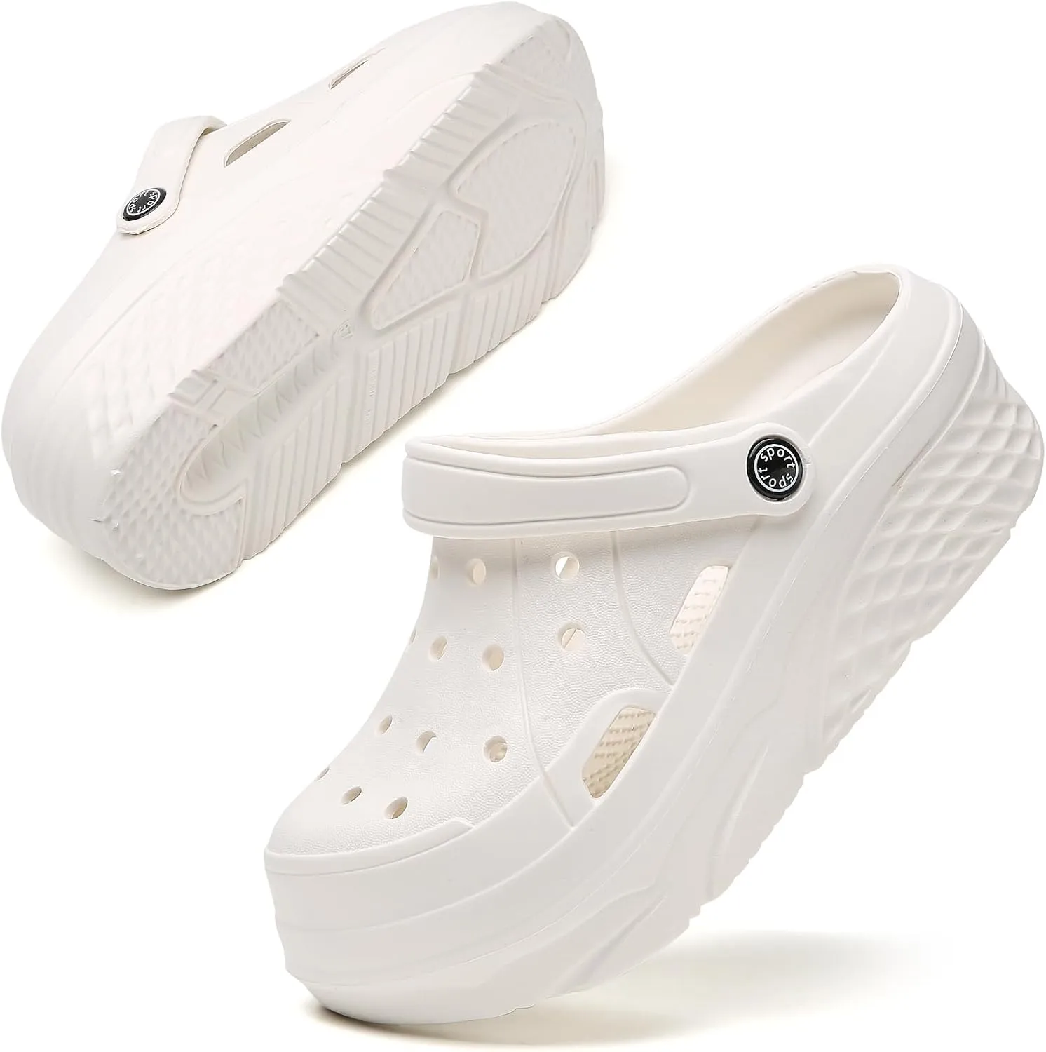 SECHRITE Womens Platform Clogs Garden Shoes Waterproof Beach Pool Sandals Summer Mules Home Slippers Shower Shoes