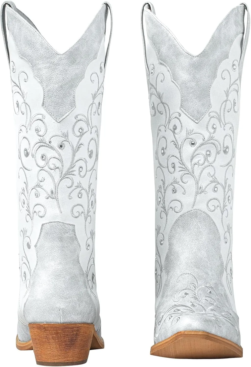 SheSole Women's Rhinestones Cowgirl Cowboy Boots Western Country Wedding Wide Calf Floral Embroidery Boot