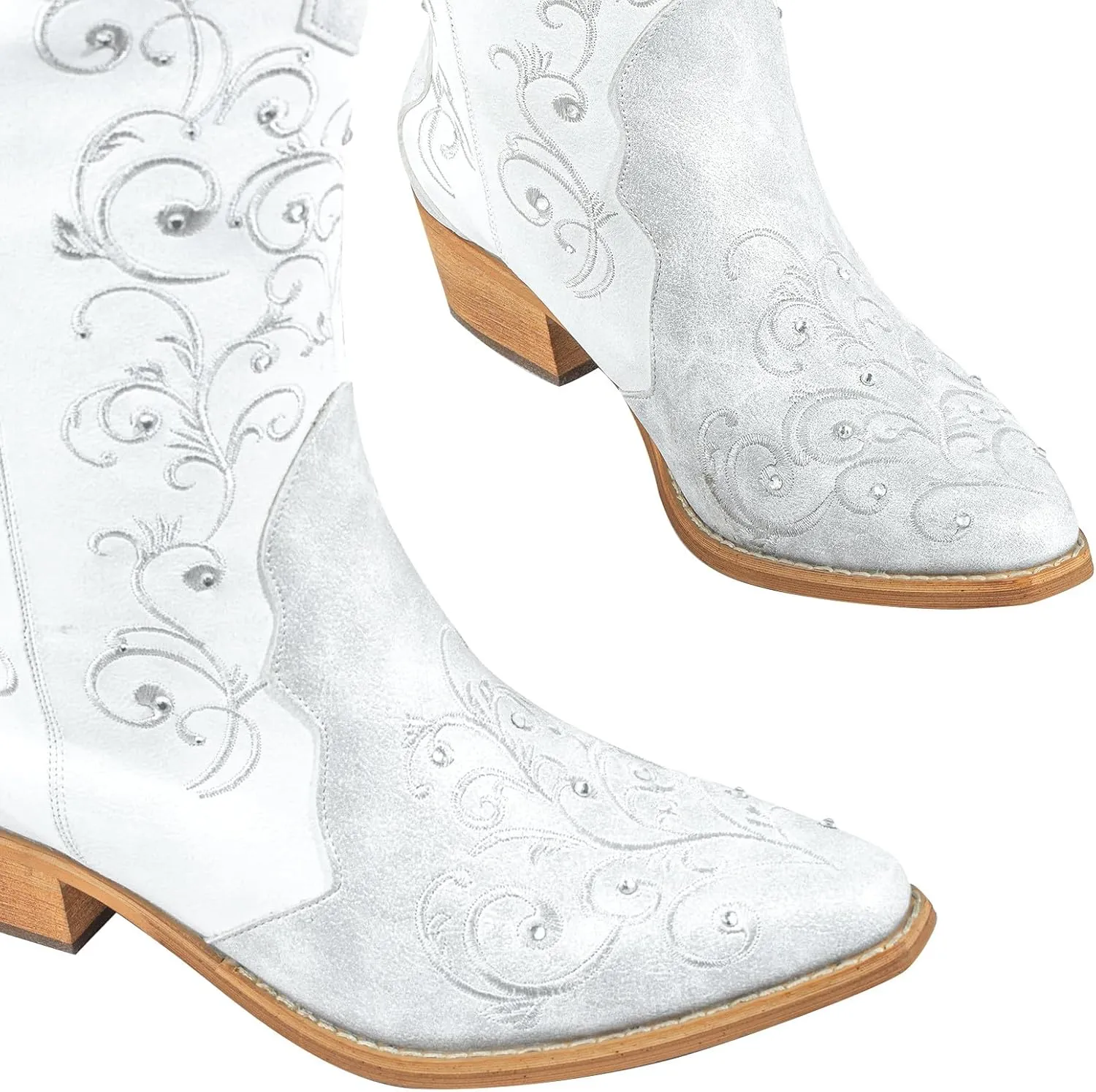 SheSole Women's Rhinestones Cowgirl Cowboy Boots Western Country Wedding Wide Calf Floral Embroidery Boot