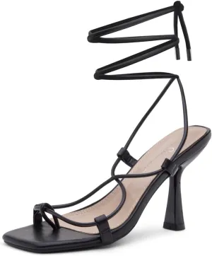 Shoe Land SL-Nadine Women's Lace-Up Heels, Square Open Toe Ankle-Wrapped Tie-Up Heeled Sandals, Dressy Stiletto Strappy Sandals for Prom, Party, and Wedding