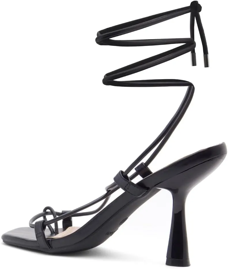 Shoe Land SL-Nadine Women's Lace-Up Heels, Square Open Toe Ankle-Wrapped Tie-Up Heeled Sandals, Dressy Stiletto Strappy Sandals for Prom, Party, and Wedding