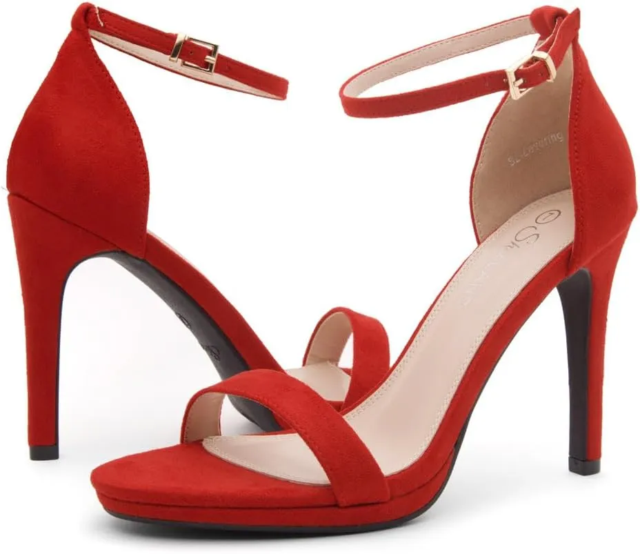 Shoe Land Women’s High Heels – Open Toe Stiletto Heels with Adjustable Ankle Strap | Dressy Sexy Strappy Heeled Sandals for Wedding, Prom, Party & Evening Wear