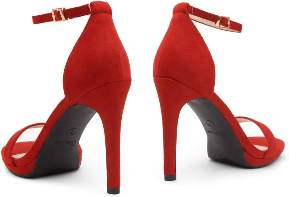 Shoe Land Women’s High Heels – Open Toe Stiletto Heels with Adjustable Ankle Strap | Dressy Sexy Strappy Heeled Sandals for Wedding, Prom, Party & Evening Wear