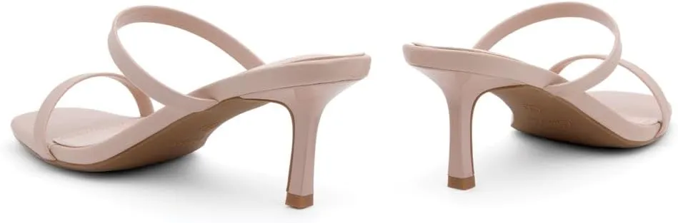 Shoe Land Women's Low Heels | Kitten Heel Sandals for Women | Open Toe Slip-On Slides | Two-Strap Heeled Mules | Dressy Short Heels for Party, Wedding & Vacation