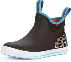 Showave Women's 6 Inch Ankle Deck Boots Waterproof Rain Footwear Rubber Mud Boots for Fishing Gardening Farming