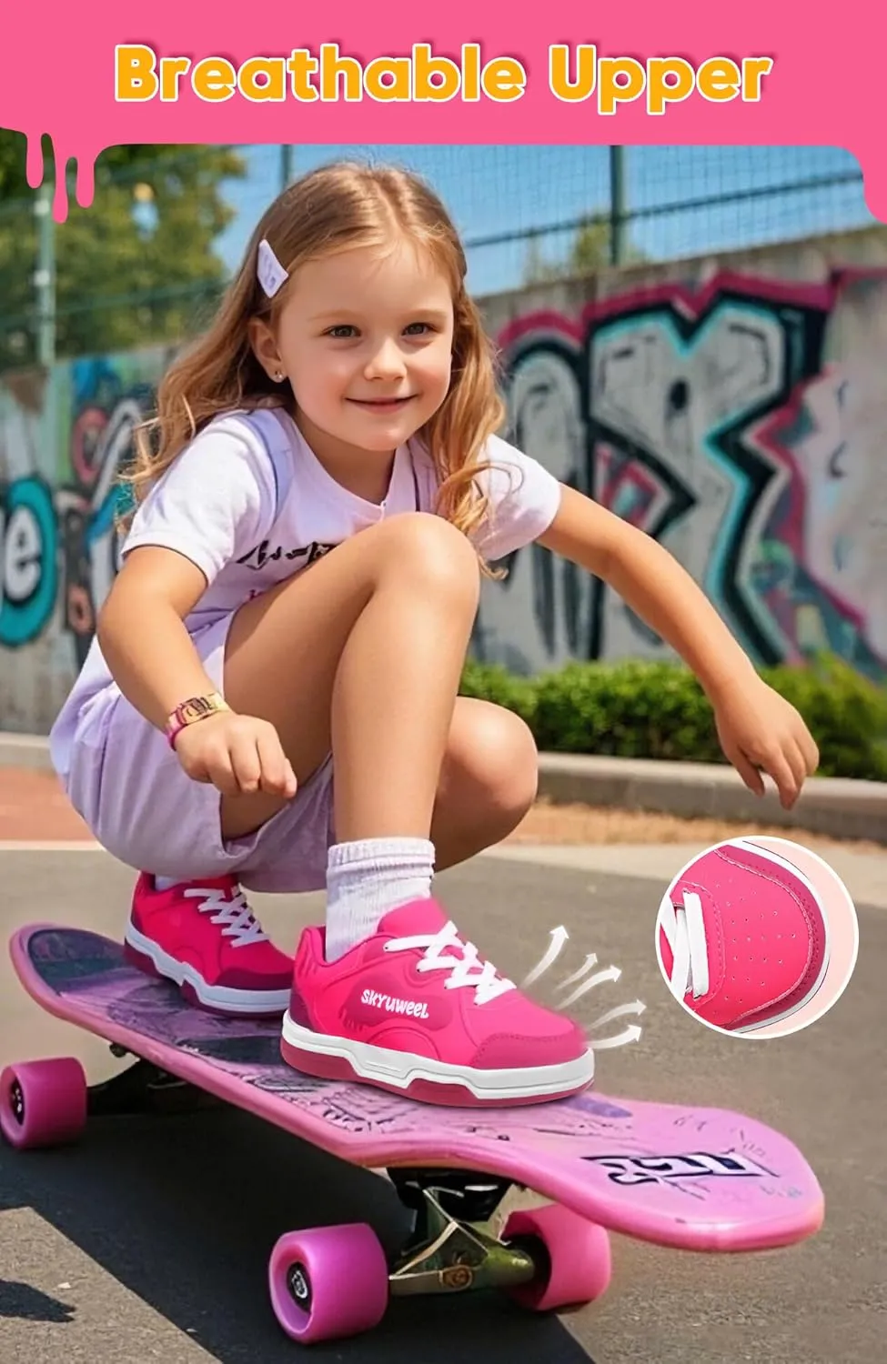 SKYWHEEL Kids Sneakers for Boys Gilrs Light Up Tennis Shoes Size 11 to Big Kids Size 3 Skate Shoes Lace up Athletic Running Walking Sneakers