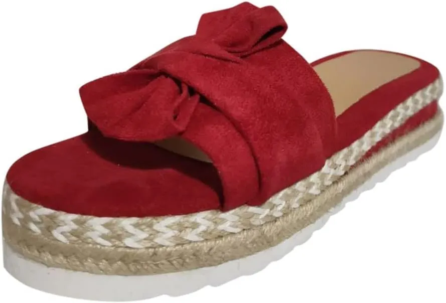 Slides for Women Cute Bow Tie Knot On Top Strap, Comfy Slip On Open Toe Flat Sandals Casual Summer Beach Walking Slippers