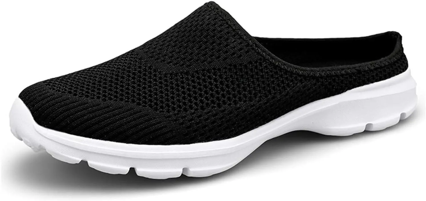 Slip On Mules & Clogs for Womens Breathable Mesh Walking Mules Sneakers Lightweight Open Back Slip On Shoes Closed Toe Slides Summer Breathable Slippers