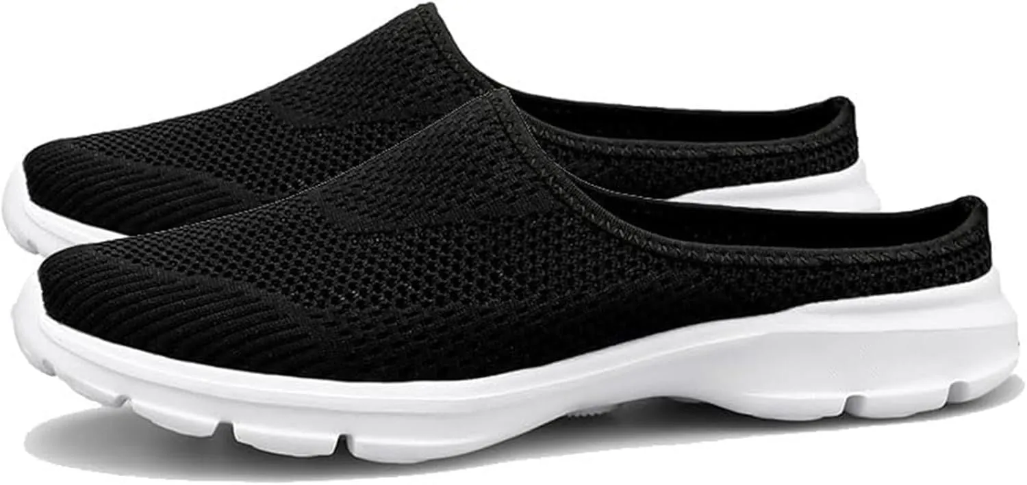 Slip On Mules & Clogs for Womens Breathable Mesh Walking Mules Sneakers Lightweight Open Back Slip On Shoes Closed Toe Slides Summer Breathable Slippers