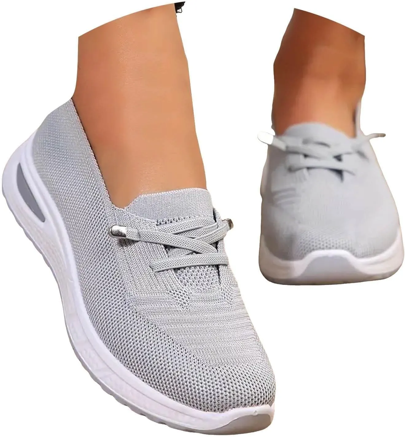 Slip On Orthopedic Sneakers Women Breathable Lightweight Woven Shoes Wide Width Soft Sole Arch Support Non-Slip Shoe Comfortable Platform Loafers