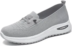 Slip On Orthopedic Sneakers Women Breathable Lightweight Woven Shoes Wide Width Soft Sole Arch Support Non-Slip Shoe Comfortable Platform Loafers