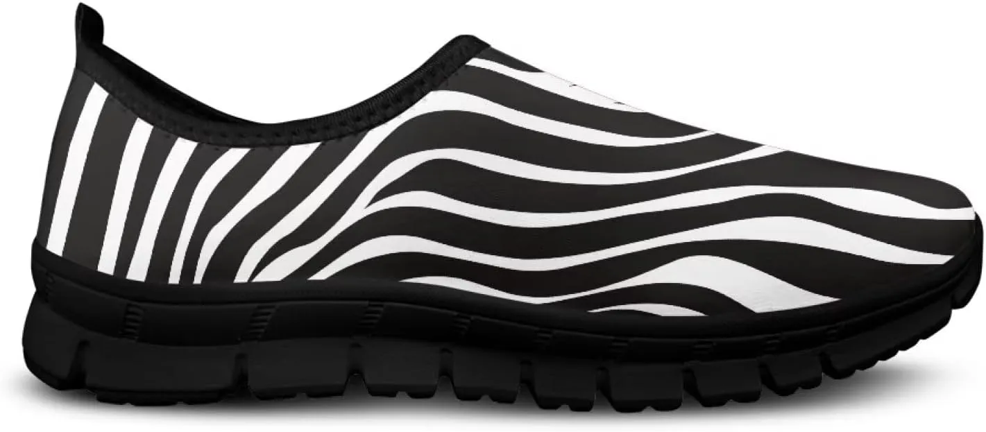 Slip On Tennis Shoes Women Casual Women's Flats Size 5.5-11.5 Black