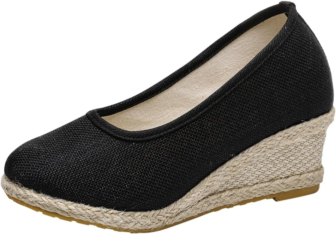 Slip On Women Beach Shoes Round Summer Breathable Fashion Sandals Wedges Toe Comfortable Women's Sandals Lady Slip Walking Shoe