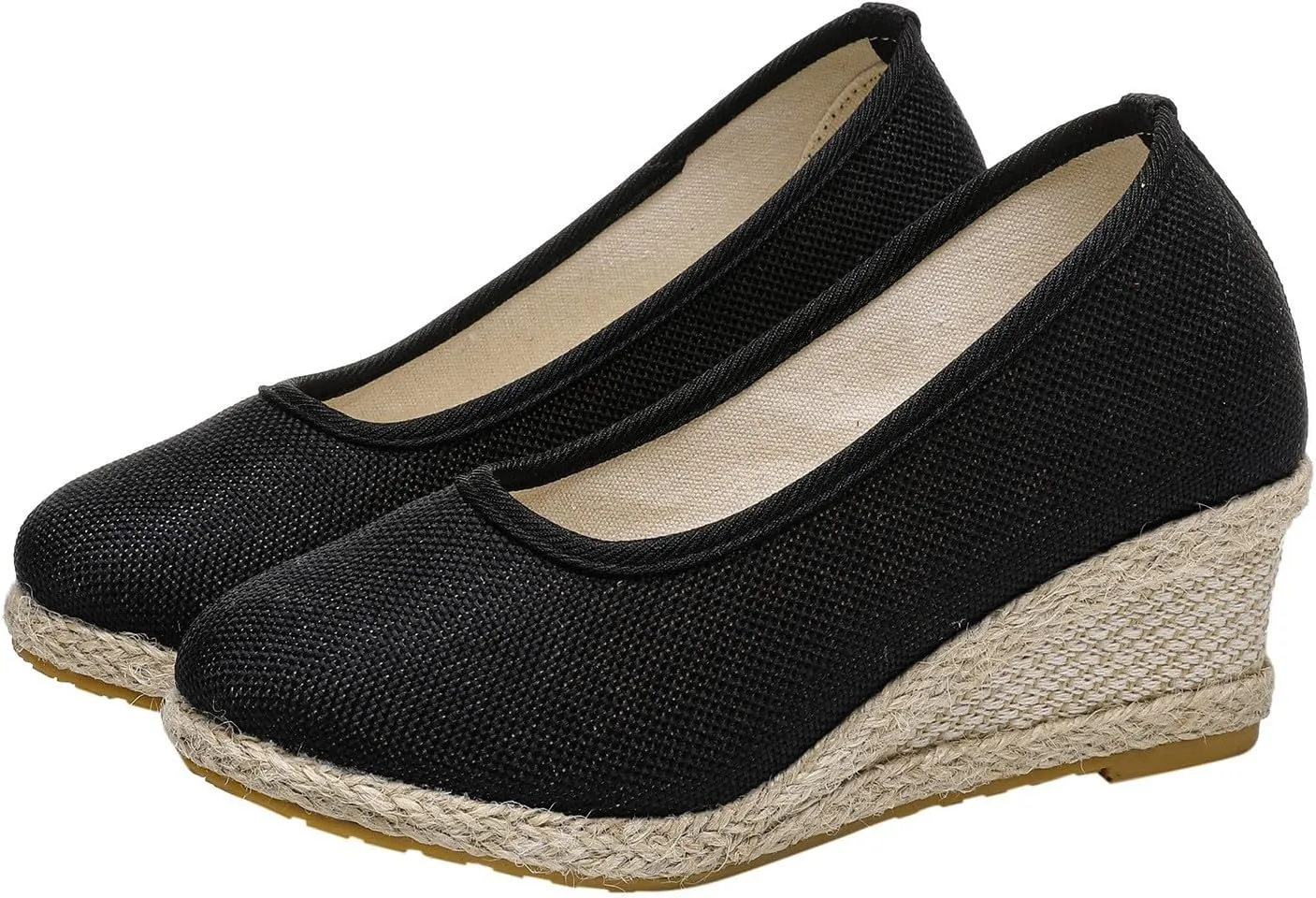 Slip On Women Beach Shoes Round Summer Breathable Fashion Sandals Wedges Toe Comfortable Women's Sandals Lady Slip Walking Shoe