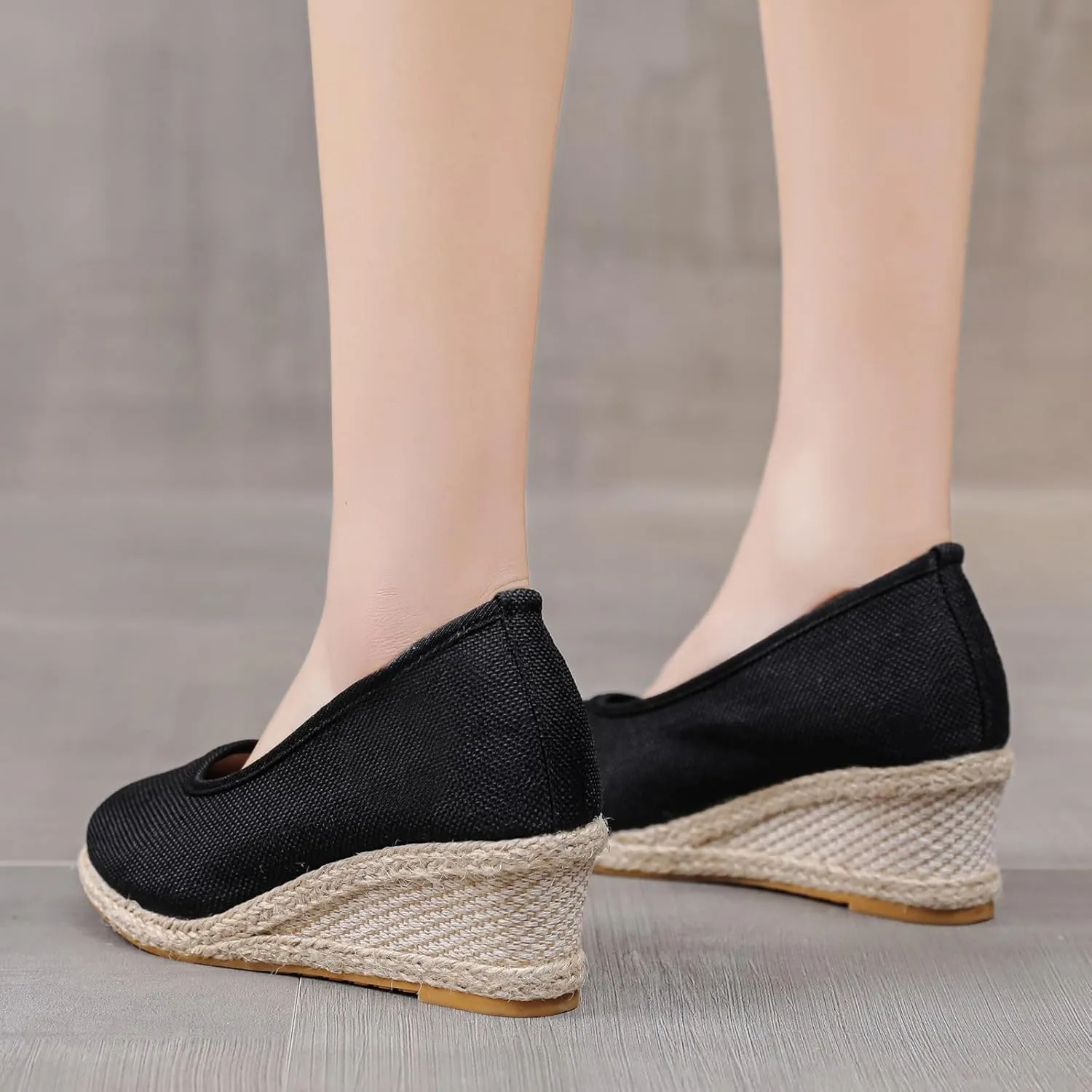 Slip On Women Beach Shoes Round Summer Breathable Fashion Sandals Wedges Toe Comfortable Women's Sandals Lady Slip Walking Shoe
