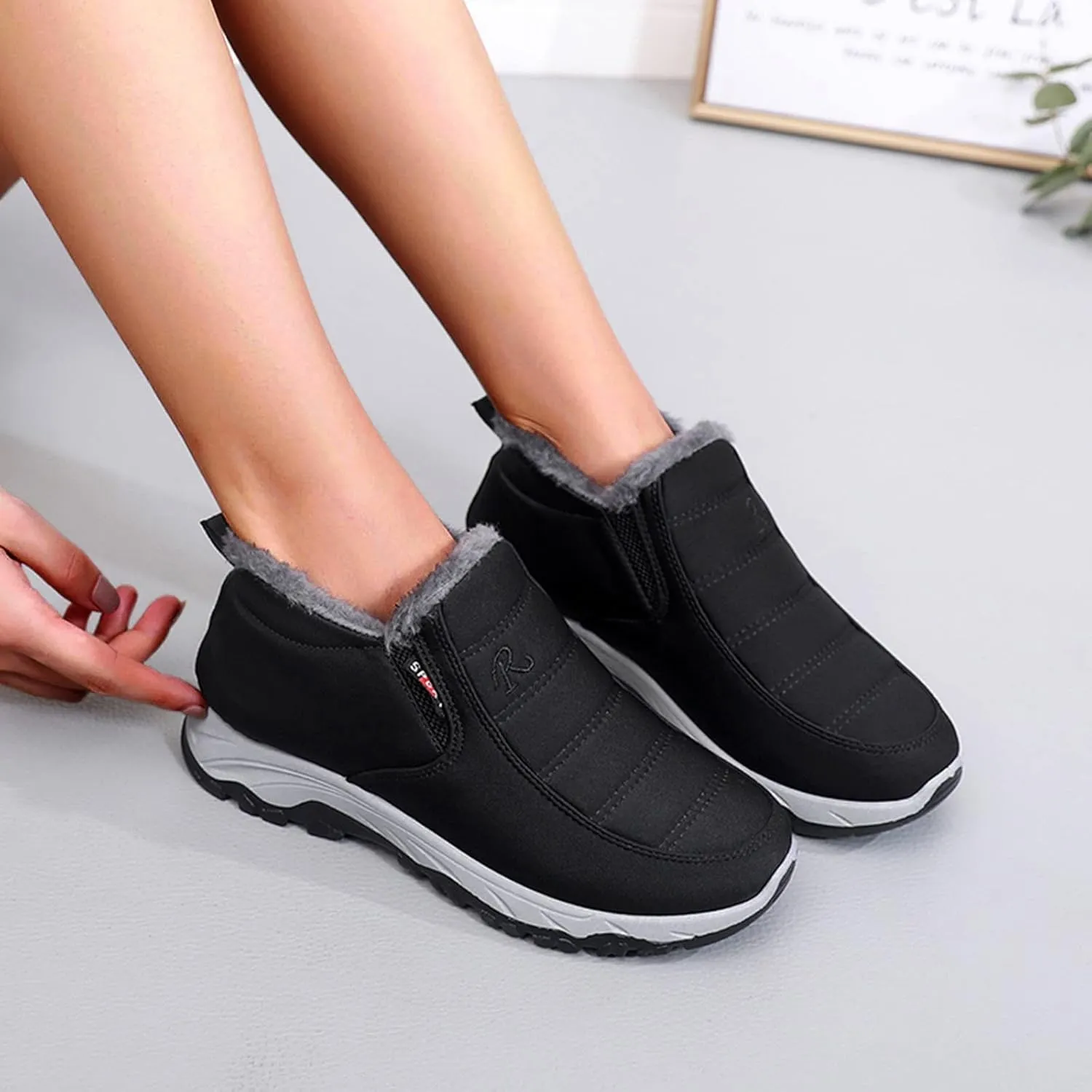 Snow Boots for Women Wide Calf Snow Booties for Women 2023 Womens Waterproof Boots Winter Zapatos De Nieve Mujer Womens Black Hiking Boots Waterproof Lightweight