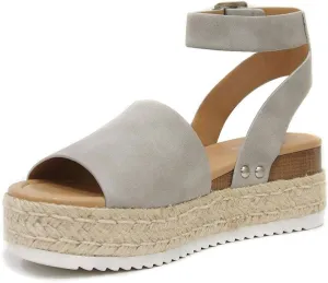 SODA Clip Womens Casual Espadrilles Trim Flatform Studded Wedge