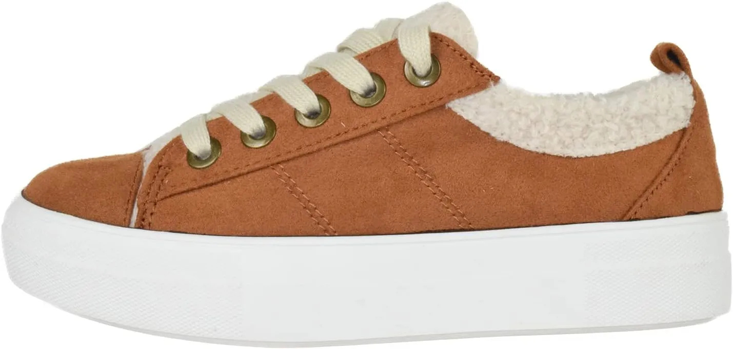 Soda Flat Women's Shoes Lace Up Loafers Casual Sneakers Synthetic Fur Hidden Flatform Endear-G