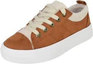 Soda Flat Women's Shoes Lace Up Loafers Casual Sneakers Synthetic Fur Hidden Flatform Endear-G