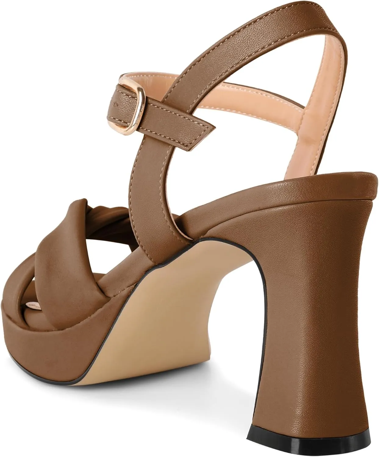Soireelady Womens Platform Heels, Chunky Heel Ankle Strap Open Toe Block Heels, Square Toe Ankle Strap Heeled Sandals 3.5 Inches