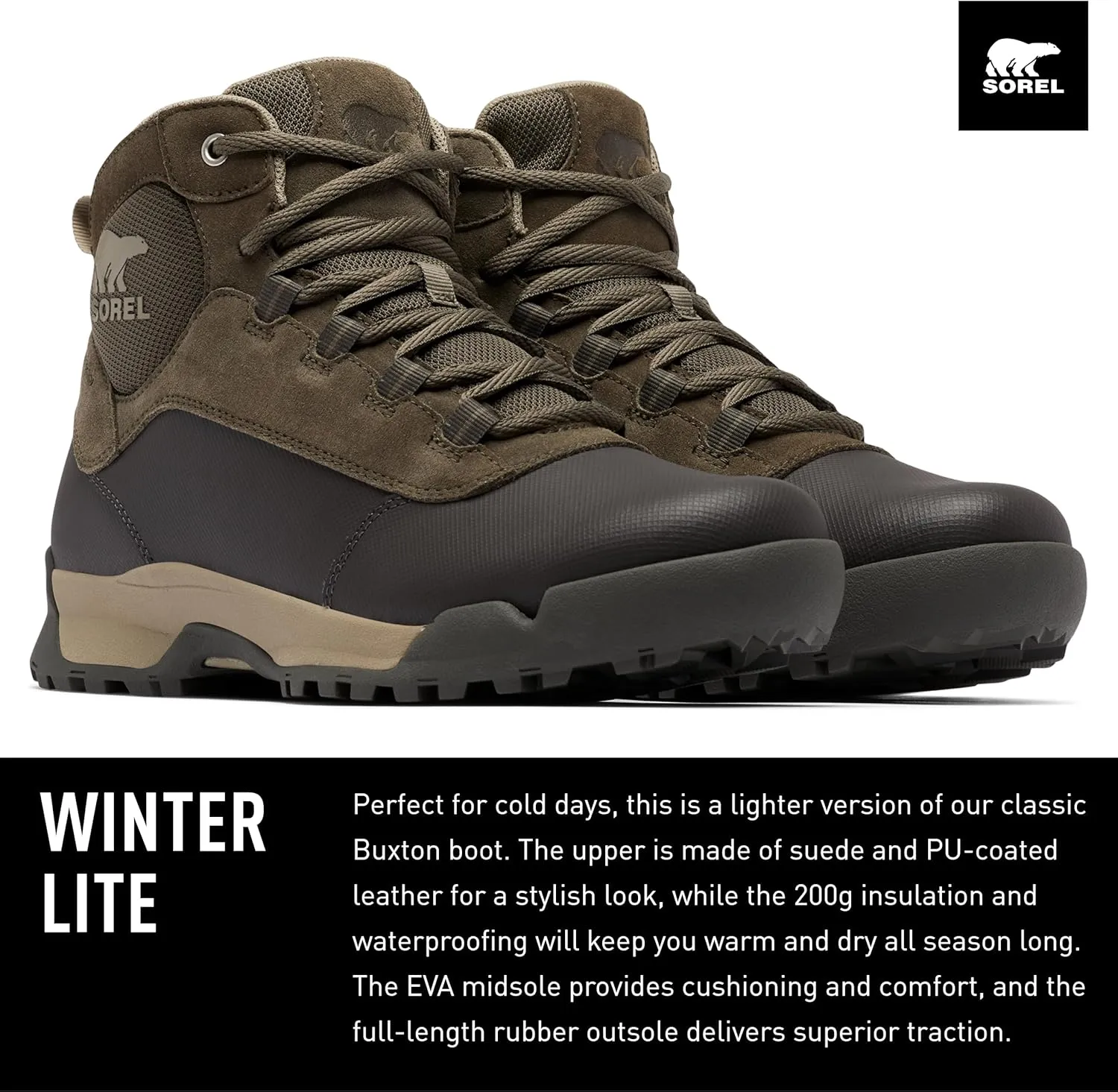 Sorel Men's Buxton Lite Lace Waterproof Boots