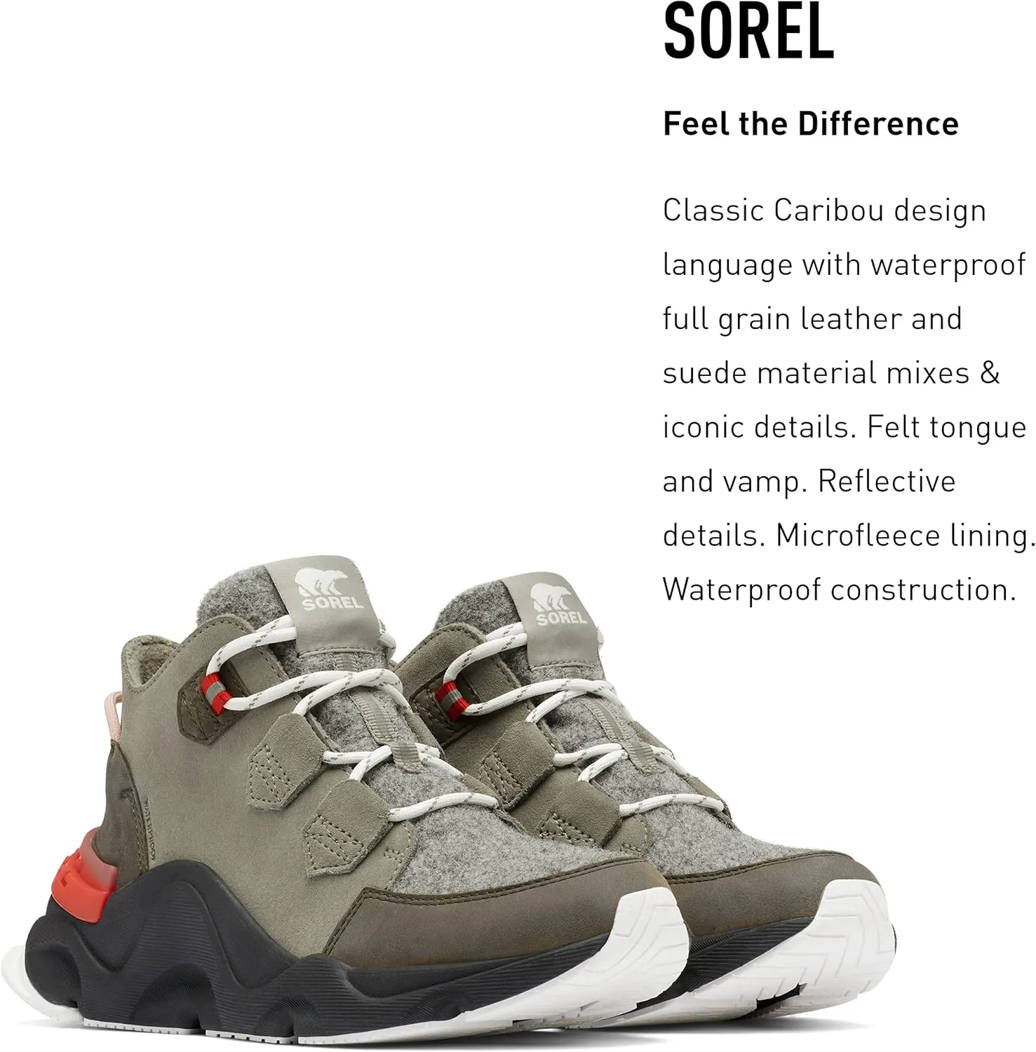 Sorel Women's Kinetic Rngd Caribou Boot — Waterproof Leather Winter Boots