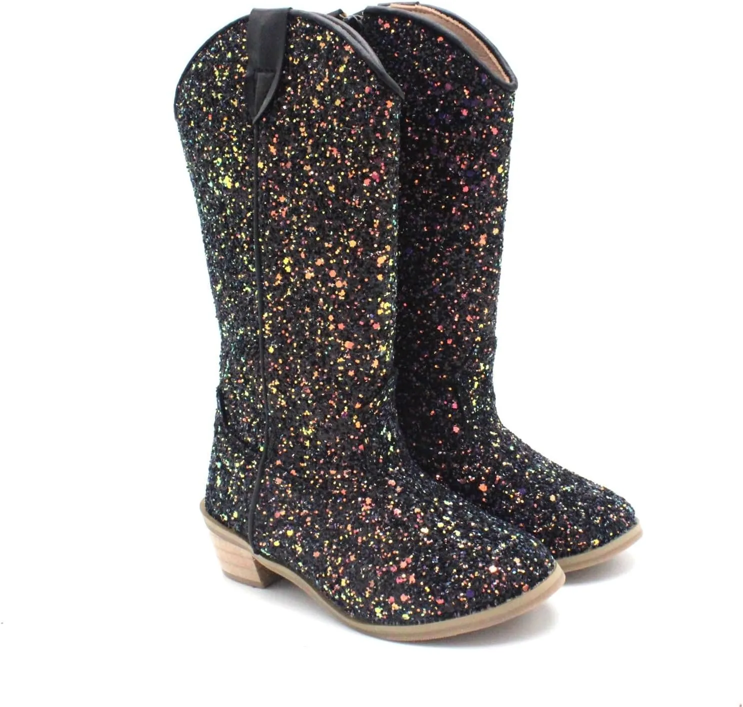 Sparkly Boots for Girls Cowboy Boots Square Toe Kids Boots Embroidered Western Boots Cow Girl Boots for Toddler