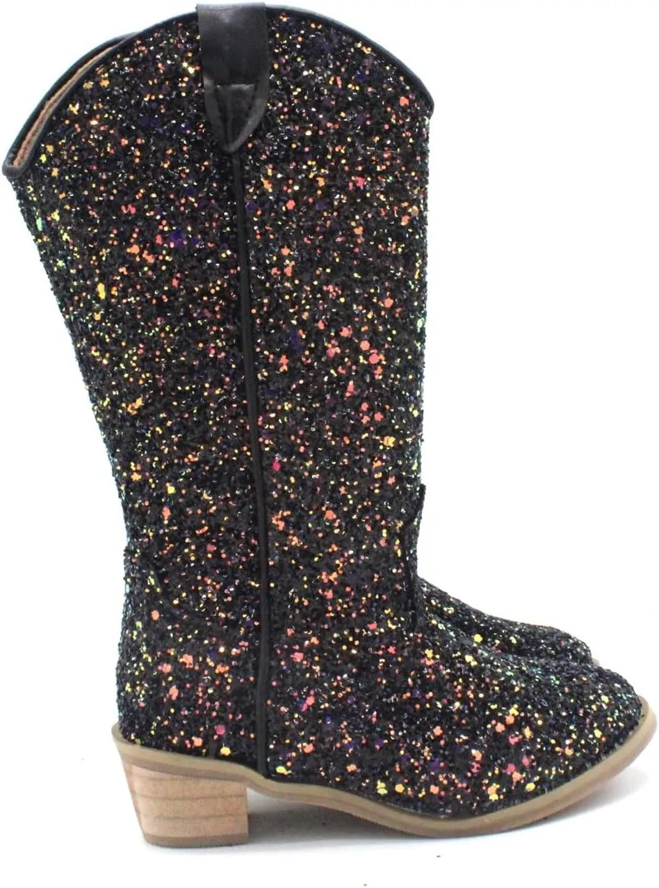 Sparkly Boots for Girls Cowboy Boots Square Toe Kids Boots Embroidered Western Boots Cow Girl Boots for Toddler