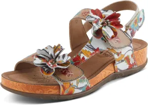 Spring Step L'Artiste Women's ERICA-SPRING Leather Slide Sandals with Decorative Floral Accents