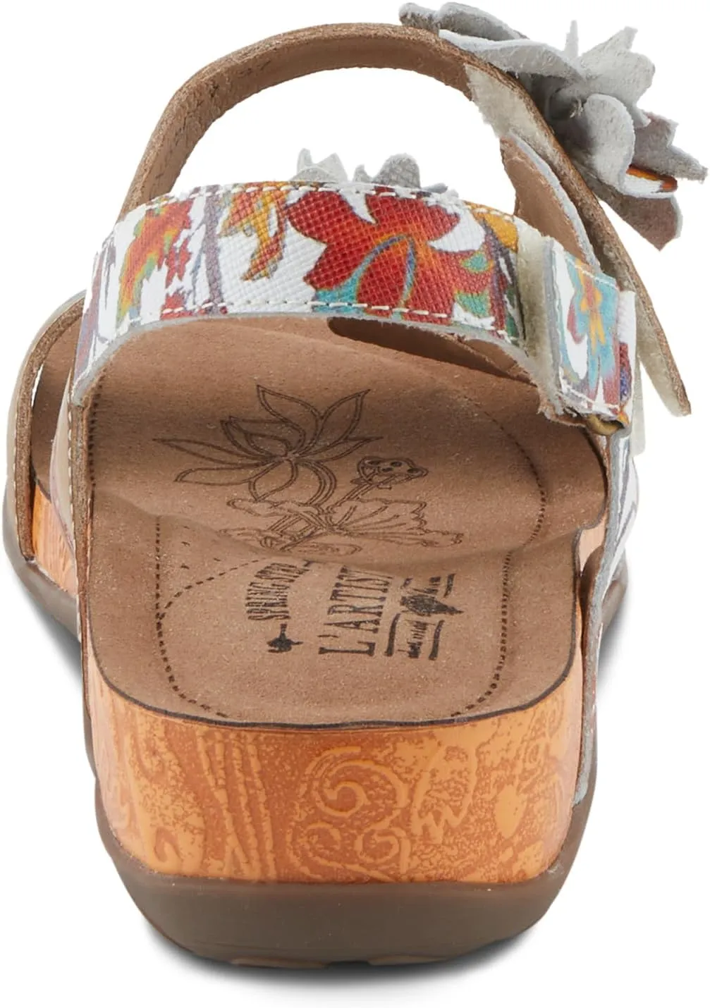 Spring Step L'Artiste Women's ERICA-SPRING Leather Slide Sandals with Decorative Floral Accents