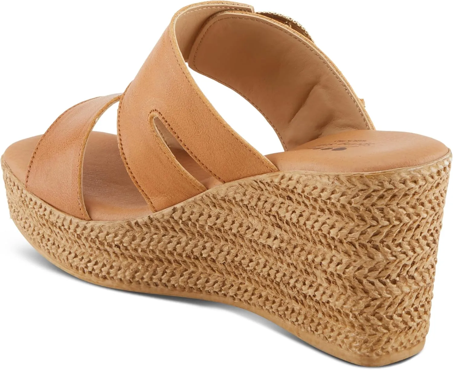 Spring Step MARES Women's Wedge Slip-On Sandals - Chic Buckle Detail, Dual Leather Straps, Comfortable Footbed, Platform for Added Height