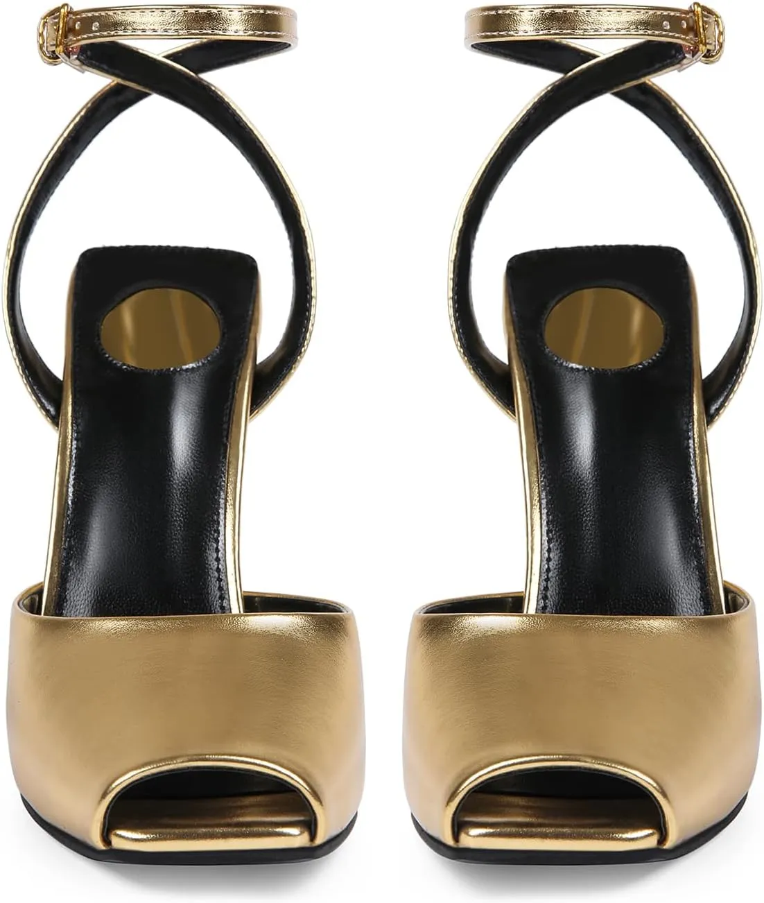 Square Open Toe Heeled Sandals for Women Patent Leather Stiletto High Heels Peep Toe Ankle Strap Backless Pumps Fashion Casual Dressy Party Shoes